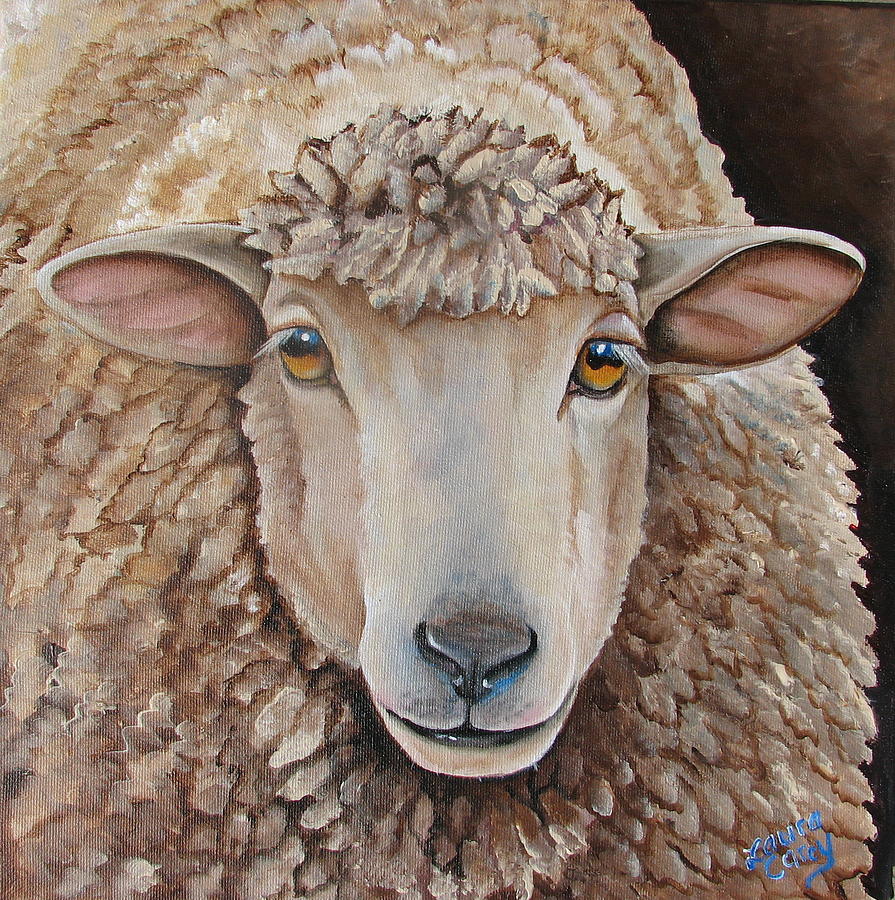 Sheep Painting - Big Mama by Laura Carey