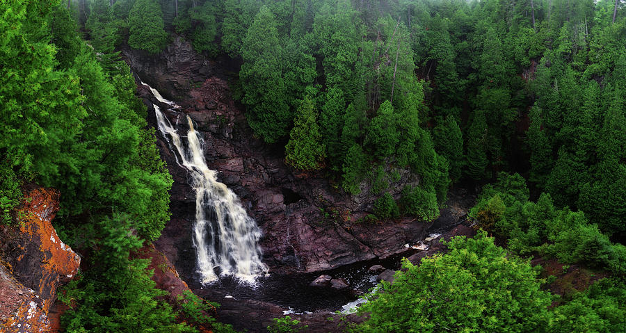 Big Manitou Falls at Pattison St Park Photograph by Peter Herman