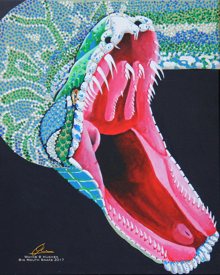 Snake Painting - Big Mouth Snake by Wayne Hughes