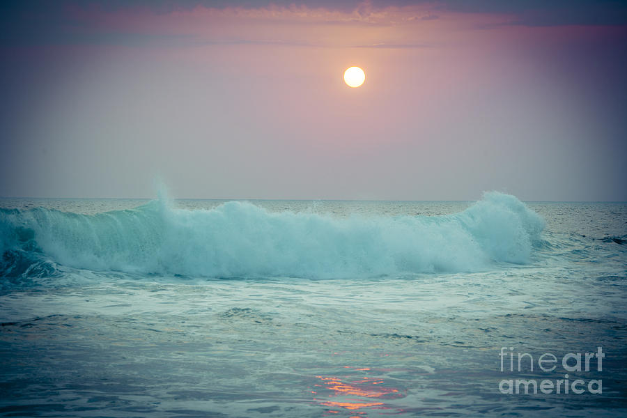 Big Ocean Wave At Sunset With Sun Kerala India Photograph by Raimond Klavins