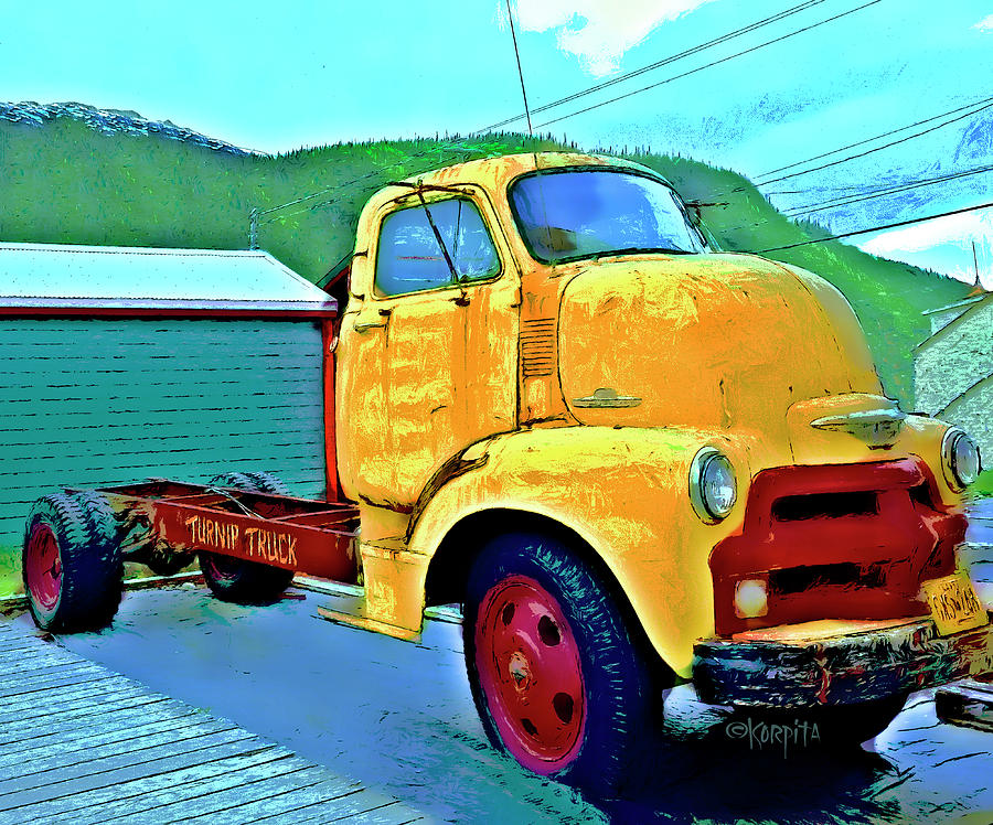 Big Old Chevy Truck - The Turnip Truck Digital Art by Rebecca Korpita