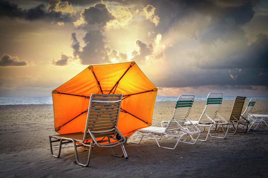 Big Orange Beach Umbrella Photograph by Debra and Dave Vanderlaan
