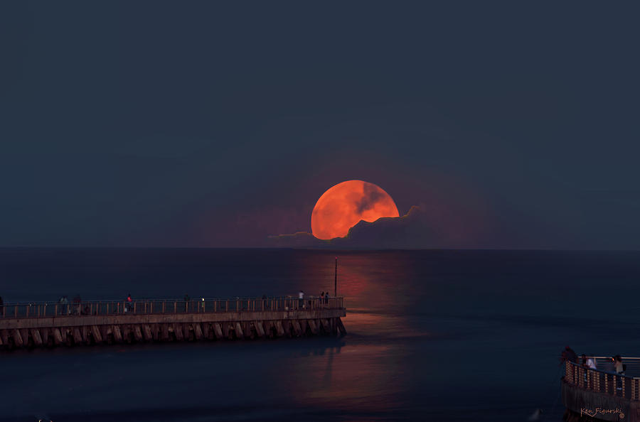 Big Orange Moon Boynton Inlet Photograph by Ken Figurski