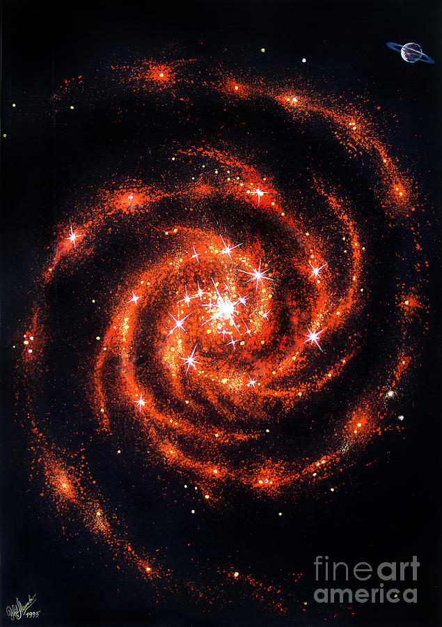 pluma Destructivo Invalidez Big orange-red spiral galaxy Painting by Sofia Goldberg - Pixels
