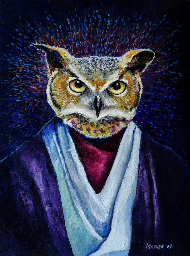 Owl Painting - Big Owl by Rick Mosher
