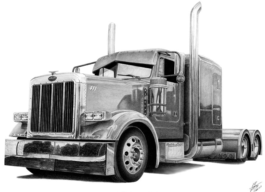 Transportation Drawing - Big Pete by Lyle Brown
