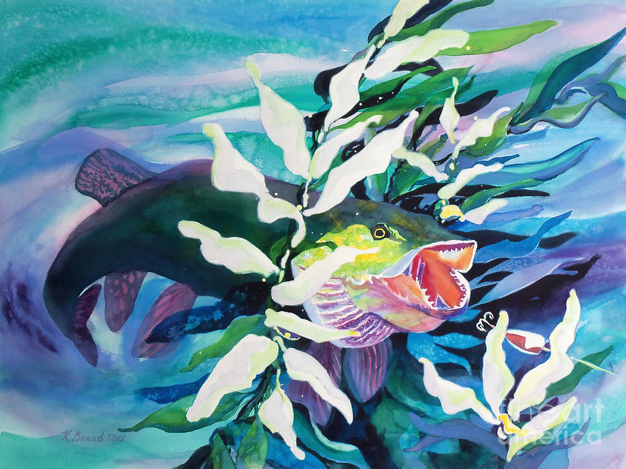 Big Pike on the Hunt Painting by Kathy Braud