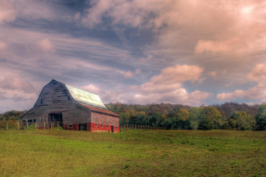 Big Red Barn At Sunset Photograph By Tony Colvin