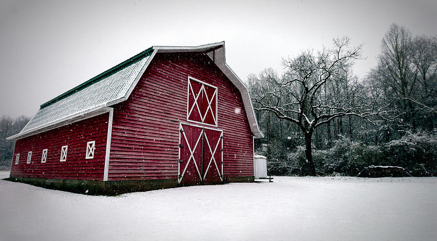 Big Red Barn In Snow Photograph By Mike Koenig - Fine Art America