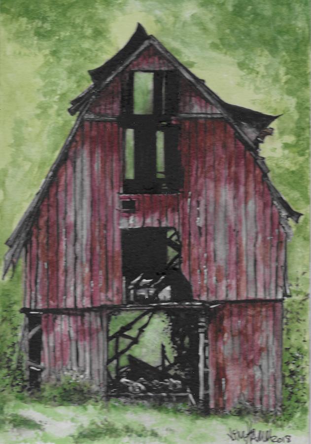 Big Red Barn Drawing By Jim Hamm