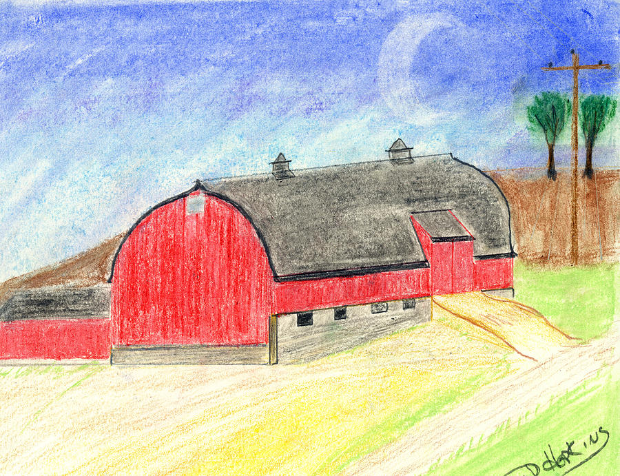 Big Red Barn Drawing by John Hoppy Hopkins Fine Art America