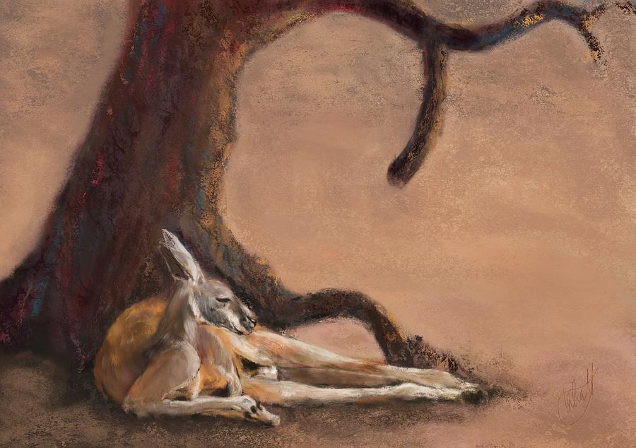 Big red kangaroo Painting by Mandy Tabatt