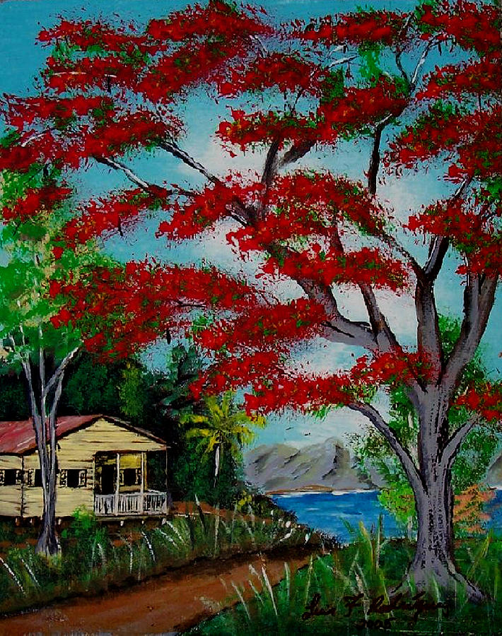 Flamboyant Tree Painting - Big Red by Luis F Rodriguez