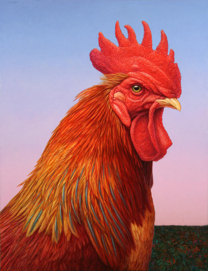 Rooster Painting - Big Red Rooster by James W Johnson
