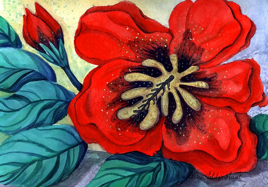 Flowers Still Life Painting - Big Red by Sherry Holder Hunt