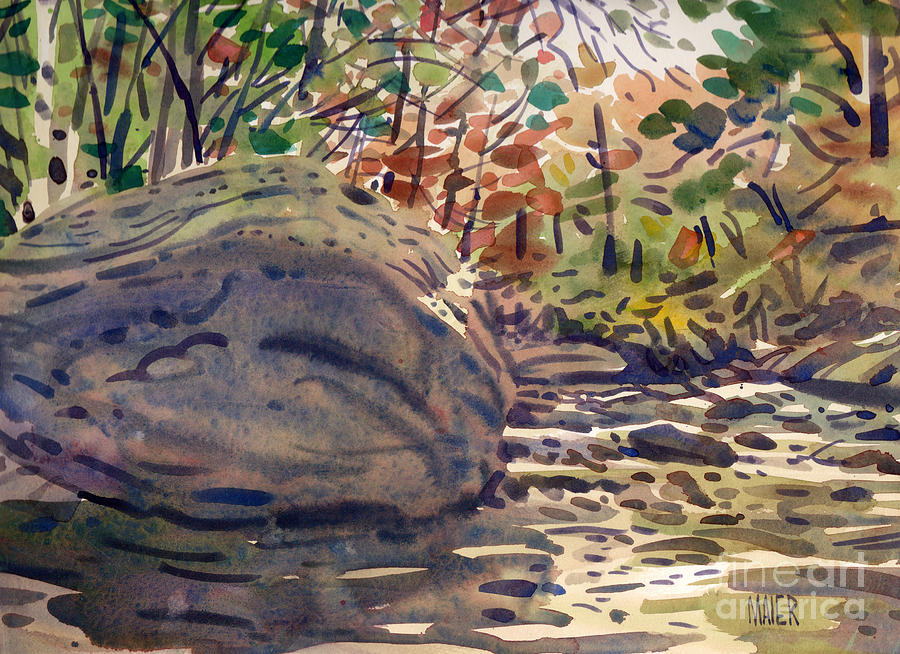 Sope Creek Painting - Big Rock at Sope Creek by Donald Maier