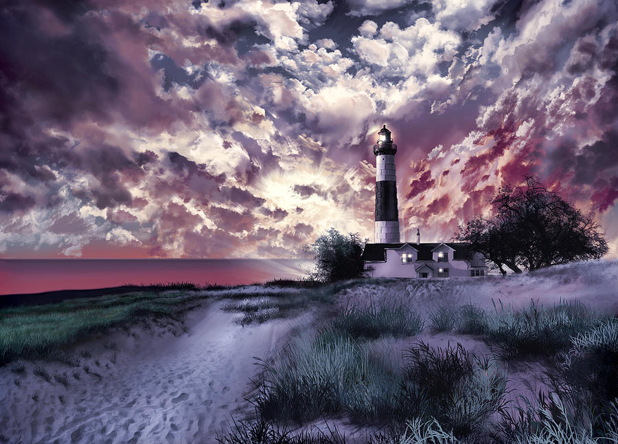 Big Sable Lighthouse 2 Painting by Bekim M