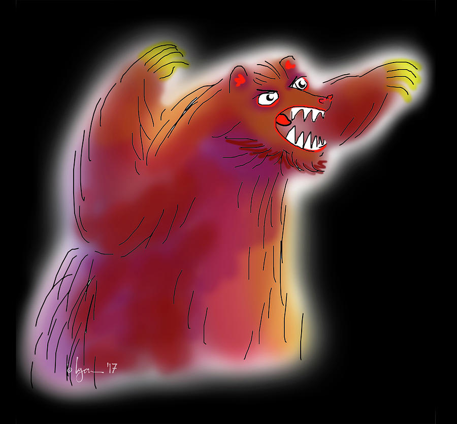 Fun Drawing - Big Scary Bear by Angela Treat Lyon