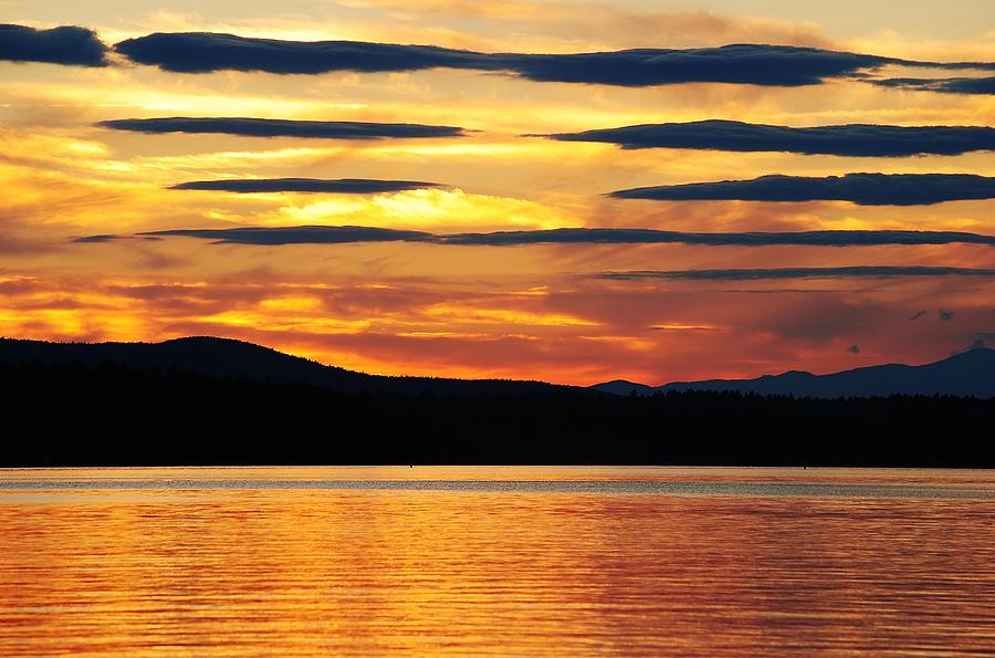 Sunset Photograph - Big Sebago Lake by Paul Noble