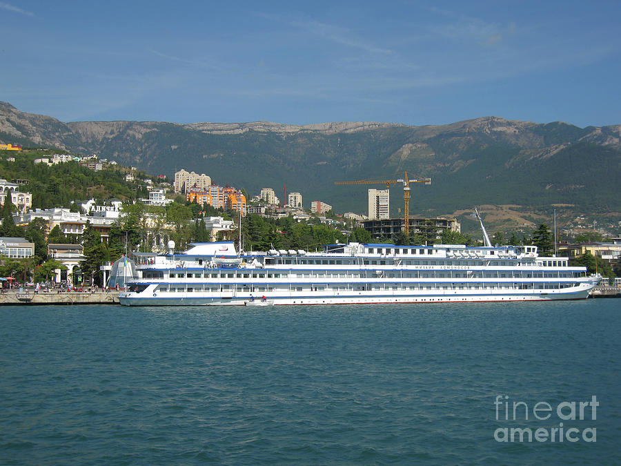 Big ship, town Yalta, Crimea, Black sea Photograph by Irina Afonskaya