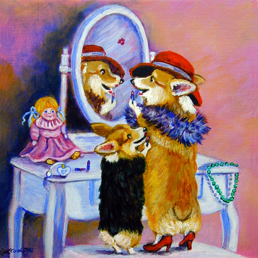 Animal Painting - Big Sis Little Sis by Lyn Cook