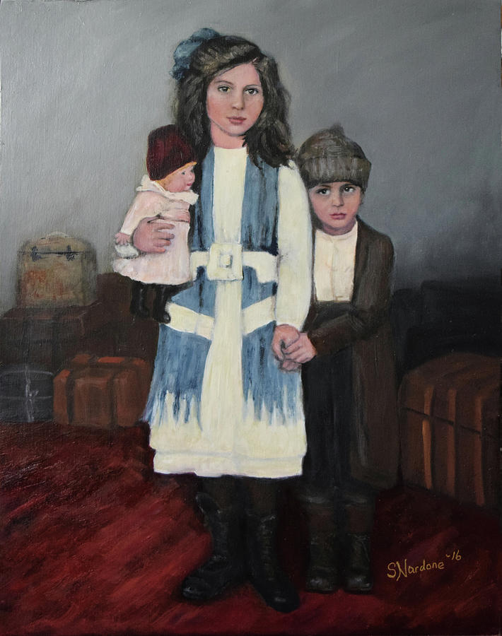 Big Sister and Little Brother Painting by Sandra Nardone