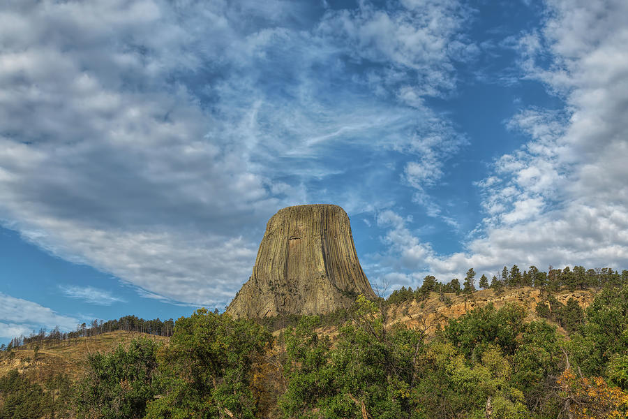 Big Sky at Devils Tower Photograph by John M Bailey