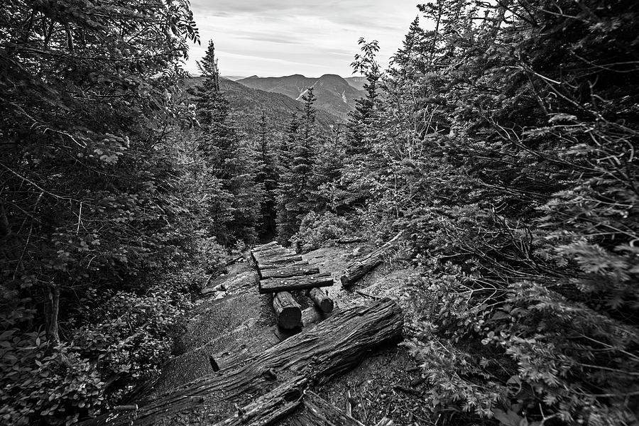 Mountain Photograph - Big Slide Mountain Ladder Keene Valley NY Black and White by Toby McGuire