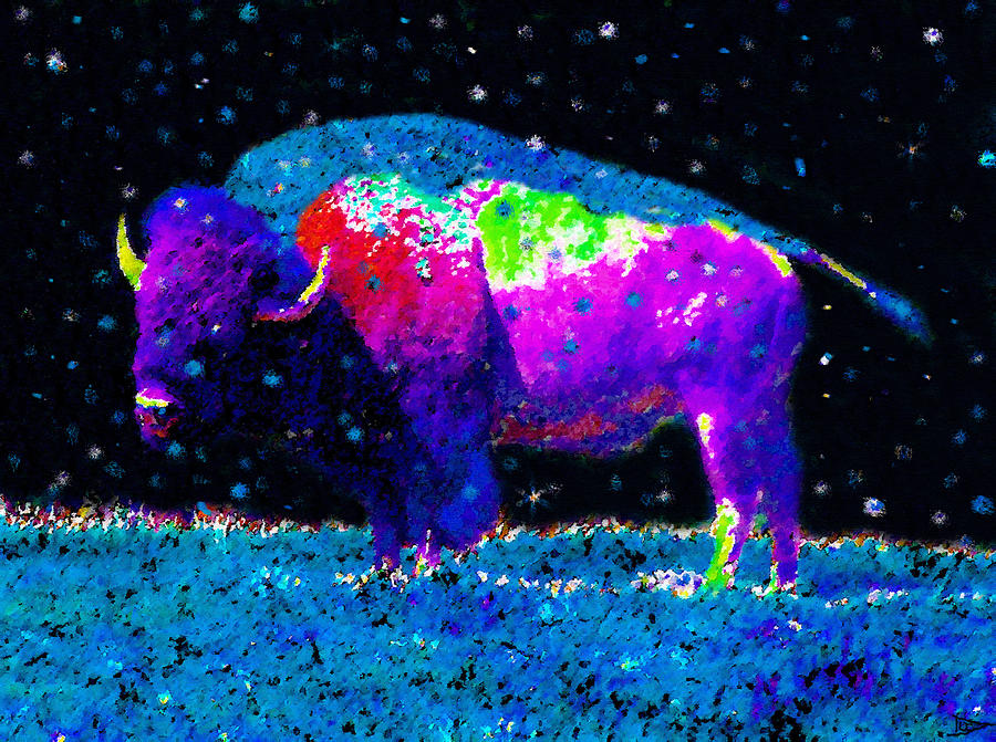 Big Snow Buffalo Painting by David Lee Thompson