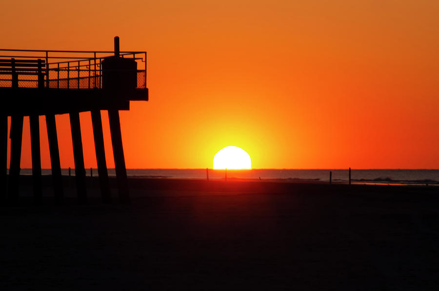 Big Sunrise at Wildwood Crest Pier Photograph by Bill Cannon