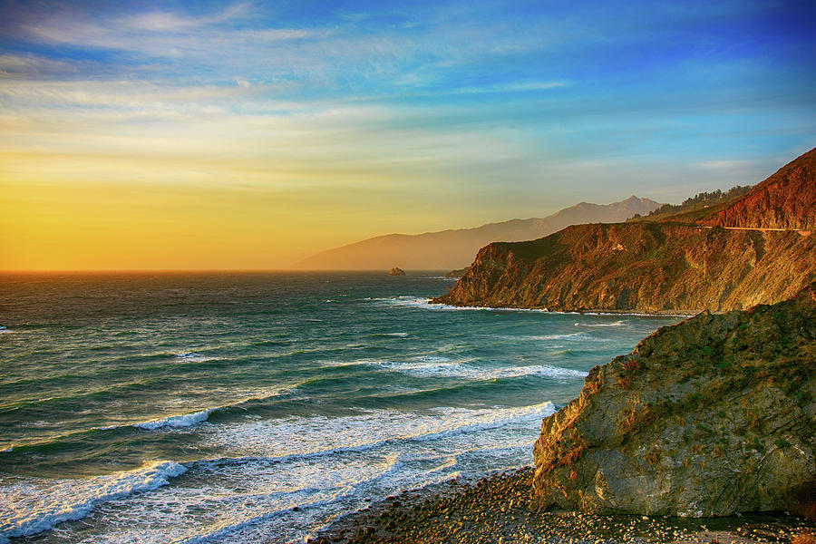 Sunset Photograph - Big Sur at Dusk by Art Wager