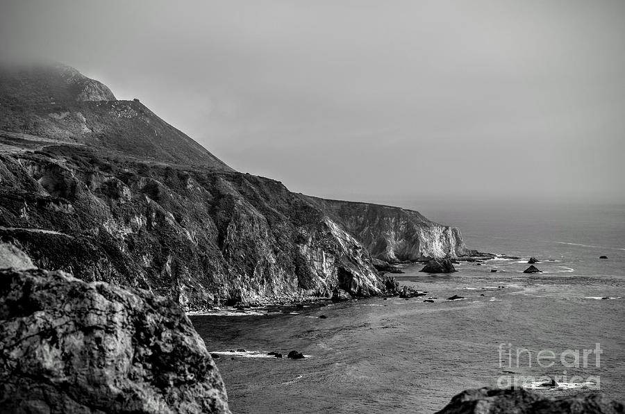 Black And White Photograph - Big Sur Cliffs in Black and White by Rincon Road Photography