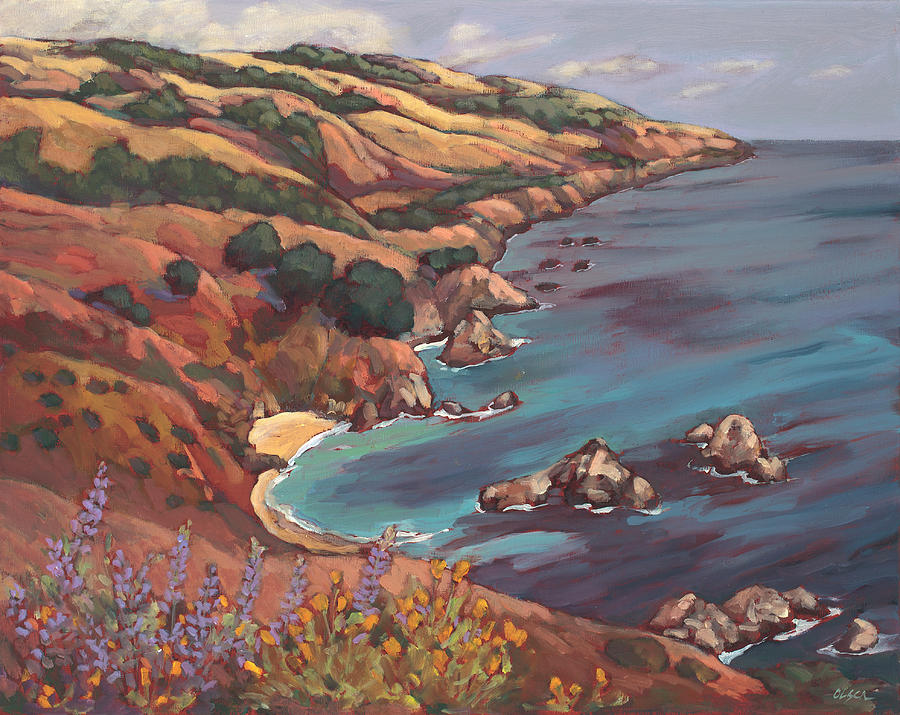 Ocean Painting - Big Sur Coast by Peggy Olsen Ocean Painting - Big Sur Coast by Peggy Olsen