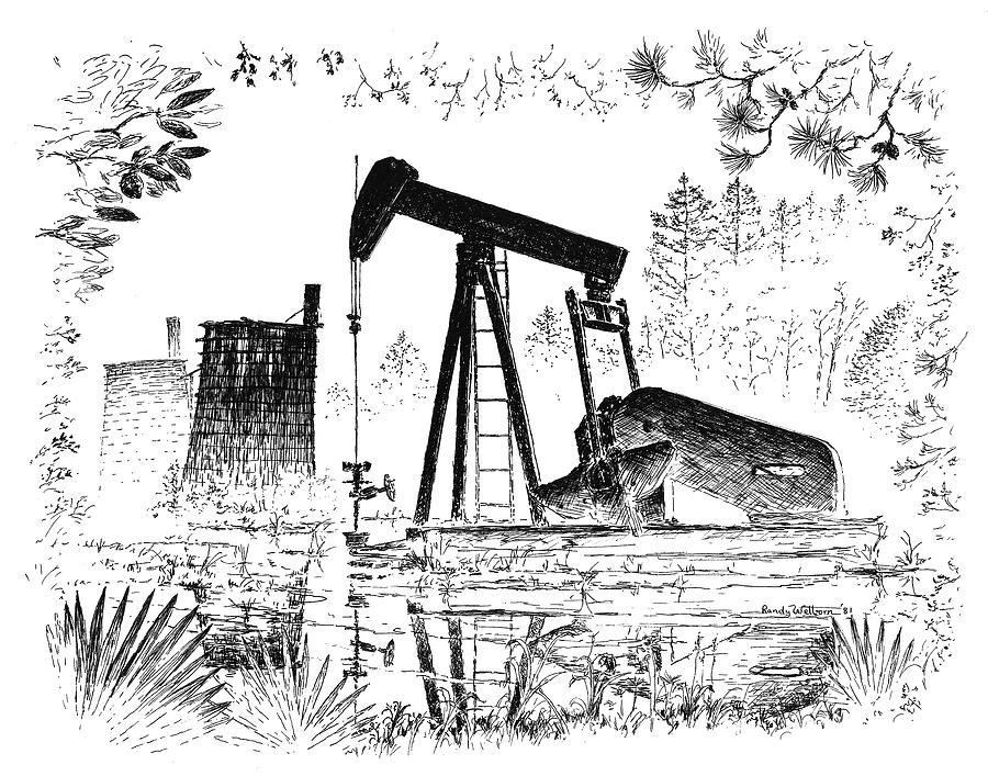 Big Thicket Oilfield Drawing by Randy Welborn