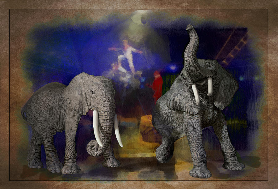 Up Movie Photograph - Big Top Elephants Textured by Thomas Woolworth