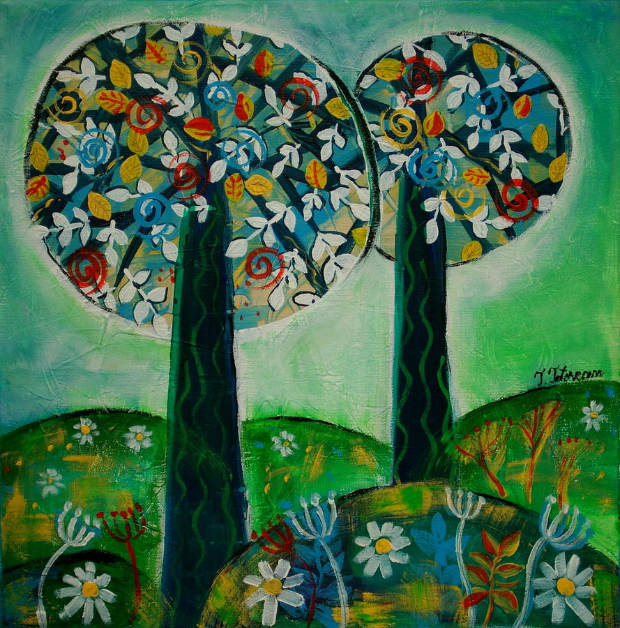 Big Tree Little Tree Painting by Teodora Totorean