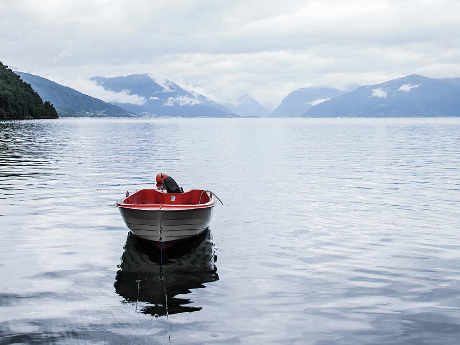 Mountain Photograph - Big Water Little Boat by Nigel Jones