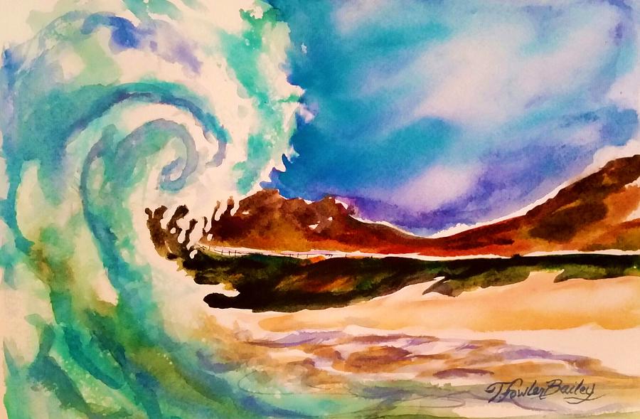 Big Wave Waimanalo Painting by Tf Bailey