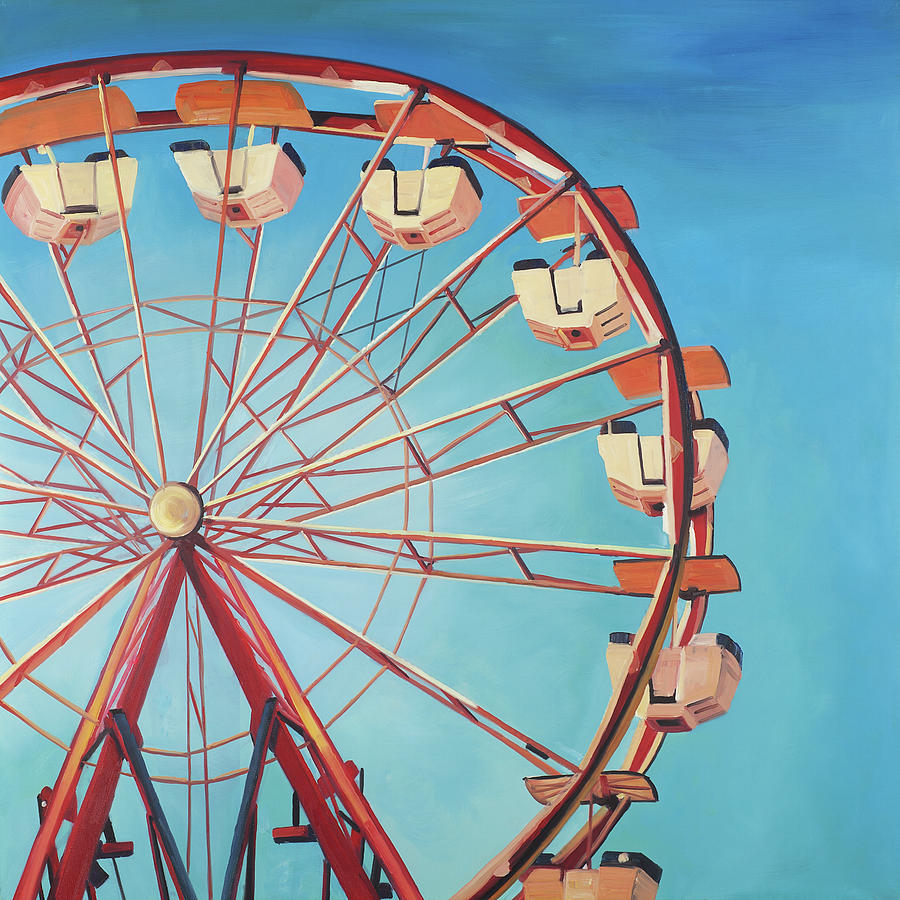 Summer Painting - Big Wheel in a Carnaval by Atelier B Art Studio