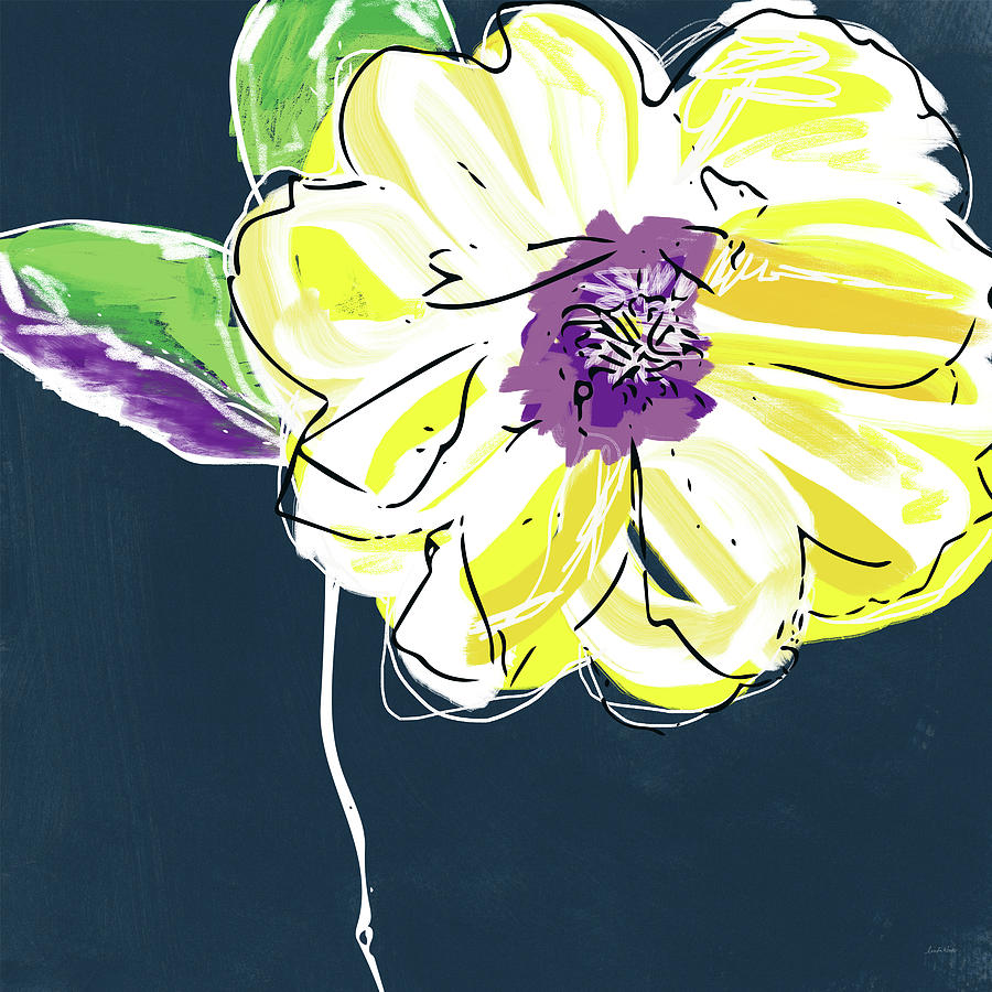 Big Yellow Flower- Art by Linda Woods Mixed Media by Linda Woods