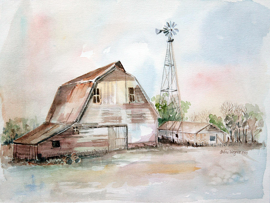 Barn Painting - Bigelows Barn by Arline Wagner