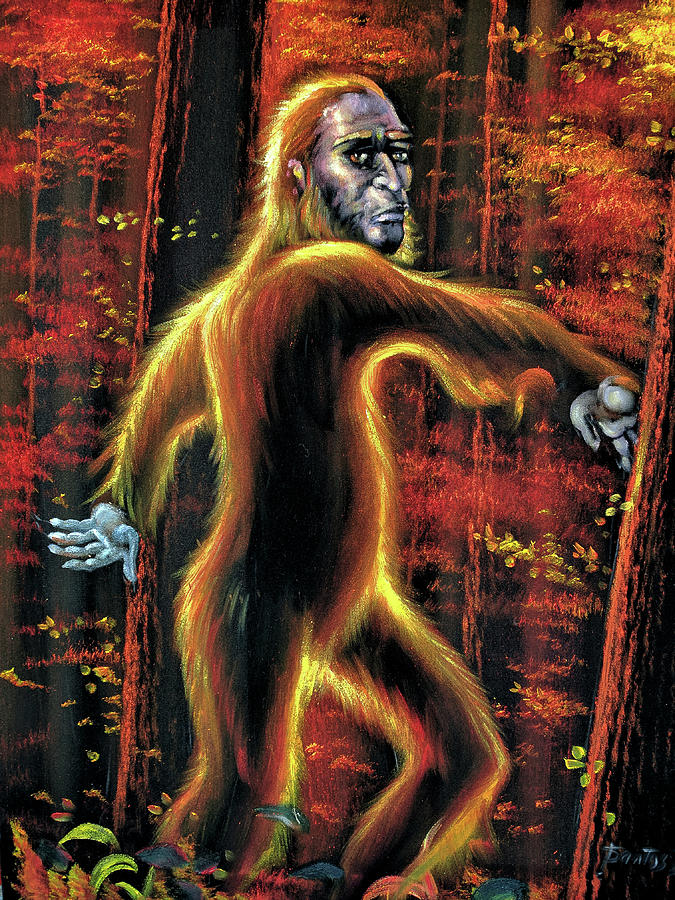 Ape Painting - Bigfoot Sasquatch Yeti Abominable Snowman ape by Santos