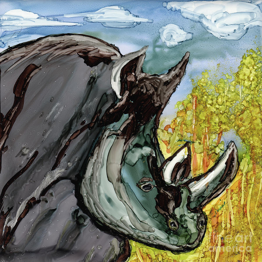 Bigger than Life Rhino Painting by Eunice Warfel