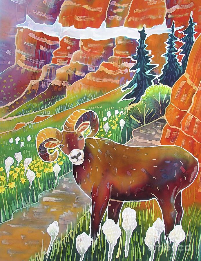 Glacier National Park Painting - Bighorn in the Beargrass by Harriet Peck Taylor