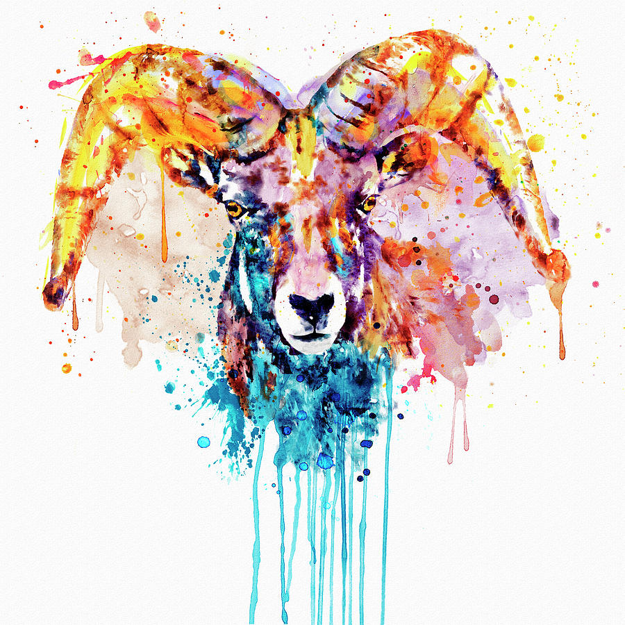 Bighorn Sheep Portrait Painting by Marian Voicu