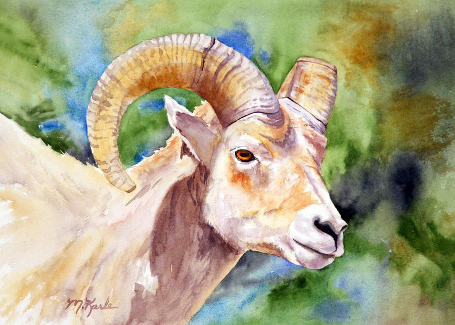 Bighorn Sheep Portrait Painting by Marsha Karle