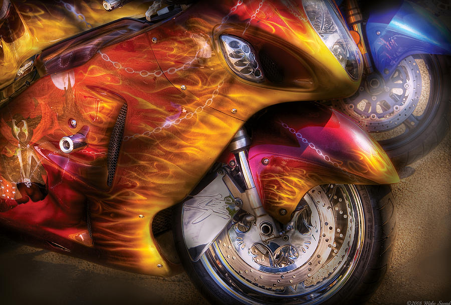 Bike - Motorcycle - Flame On Photograph by Mike Savad