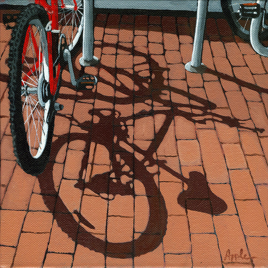 Bicycle Painting - Bike and Bricks  by Linda Apple