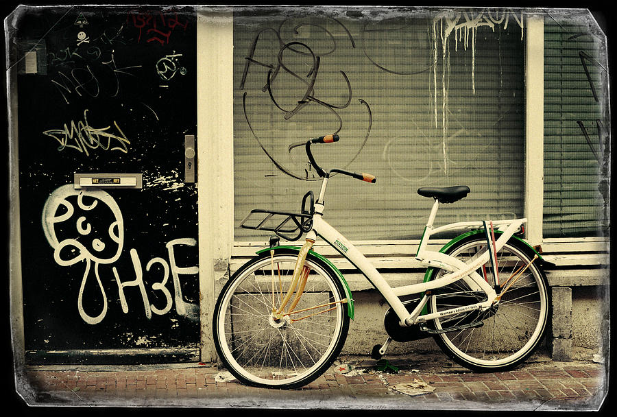 Bike and Graffiti. Old Cards from Amsterdam Photograph by Jenny Rainbow