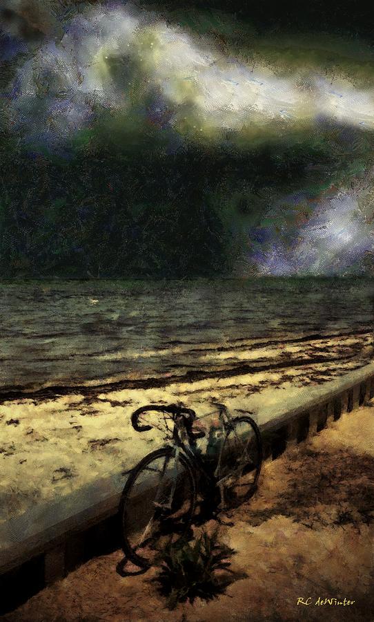 Bike at the Beach Painting by RC DeWinter